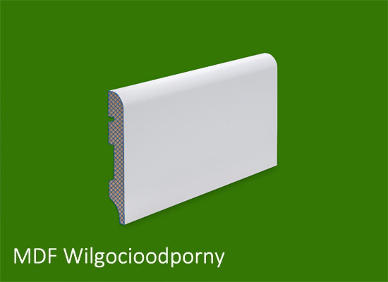 Listwa przypodłogowa MDF biała lakierowana  - 80 x 12 R10 PLUS - wilgocioodporna